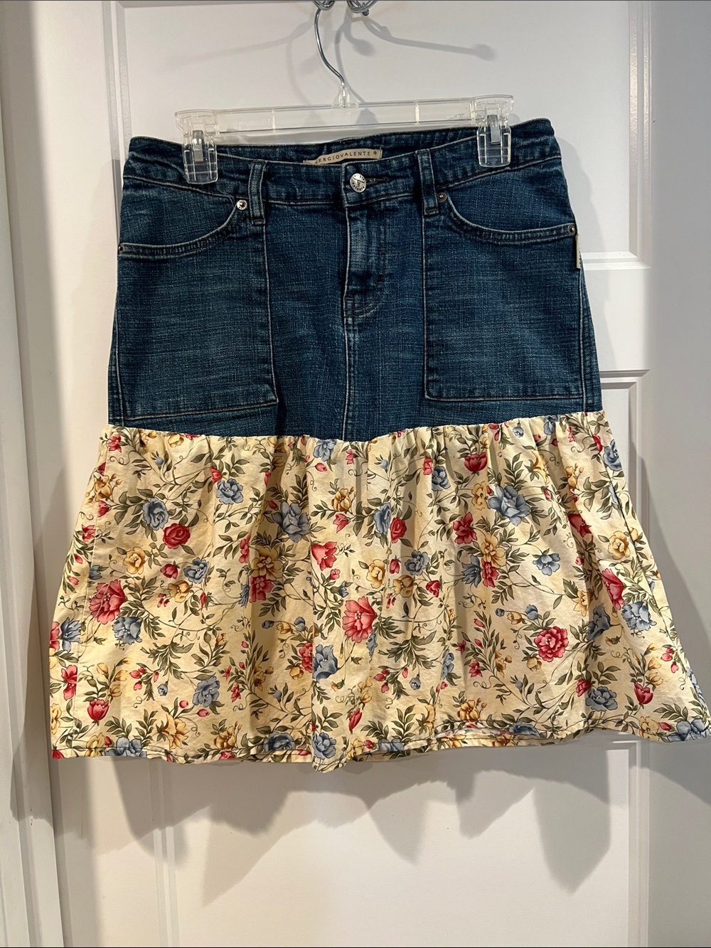 Sergio Valente Denim Top with Cream Floral Tier Skirt